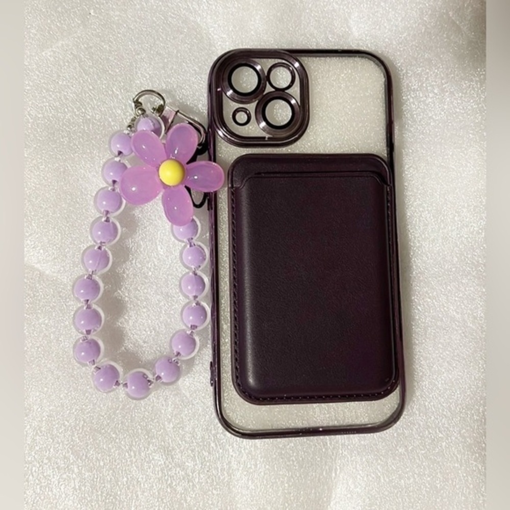 Iphone 15 transparent case with magnetic wallet